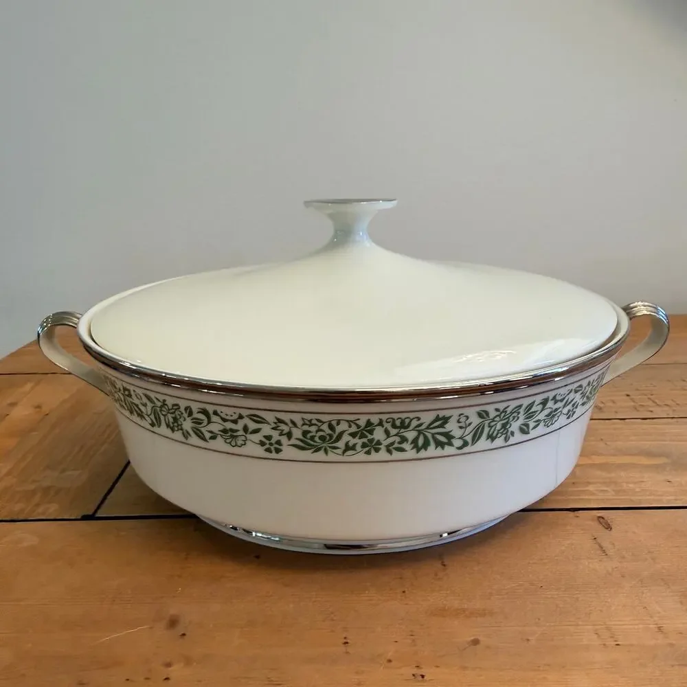 Vintage Lenox Memoir Round Covered Vegetable Bowl 1970 Fine China Mint Condition